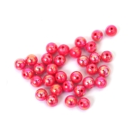 Плътни мъниста с форма на топче 8 мм дупка 2 мм цвят тъмно розов дъга -20 грама ~78 броя 