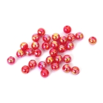Плътни мъниста с форма на топче 8 мм дупка 2 мм цвят червен дъга -20 грама ~78 броя 