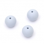 Мънисто силикон топче 15 мм дупка 2.5 мм цвят син светло - 5 броя
