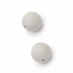 Мънисто силикон топче 15 мм дупка 2.5 мм цвят сив - 5 броя