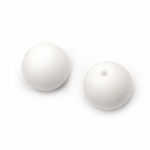 Мънисто силикон топче 19 мм дупка 2.5 мм цвят бял - 2 броя