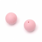 Мънисто силикон топче 19 мм дупка 2.5 мм цвят розов - 2 броя