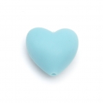 Мънисто силикон сърце 19x20x12 мм дупка 2.5 мм цвят син - 2 броя