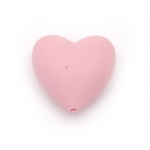 Мънисто силикон сърце 19x20x12 мм дупка 2.5 мм цвят розов - 2 броя