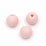 Мънисто силикон топче 9 мм дупка 2.5 мм цвят розово светло - 5 броя