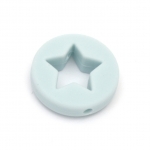 Мънисто силикон кръг звезда 21x7 мм дупка 2.5 мм цвят син - 2 броя