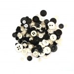 Копче пластмаса за декорация 9-35 мм черно-бял МИКС -150 грама