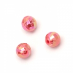 Мънисто плътно топче 8 мм дупка 2 мм фасетирано дъга цвят розов тъмен -50 грама ~200 броя