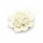 Мънисто резин тип кабошон цвете 39x17 мм цвят бял -2 броя