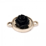 Свързващ елемент ССВ кръг с роза черна 24x7x8 мм дупка 2 мм цвят злато