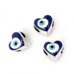 Мънисто ССВ сърце 12x13x10 мм дупка 5 мм синьо око - 5 броя