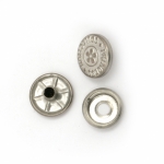 Копче мeтал тик-так кръг 14x4~7 мм дупка 4 мм цвят сребро 4 части -5 комплекта