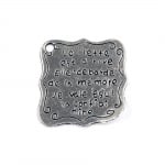 Висулка метална плочка с надпис 26x25x1 мм дупка 2 мм цвят старо сребро -2 броя
