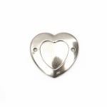Свързващ елемент метал стомана сърце 24x22.5x2 мм дупка 2 мм цвят сребро -5 броя
