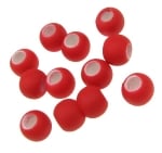 Мънисто пастел топче 8~9x6 мм дупка 3 мм червено -50 грама ~ 250 броя