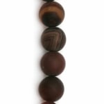 Наниз мъниста полускъпоценен камък АХАТ ивичест кафяв тъмен топче матирано 14 мм ~28 броя