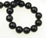Наниз мъниста полускъпоценен камък АХАТ Бразилски ИВИЧЕСТ ЧЕРЕН топче 10 мм ~38 броя