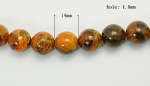 Наниз мъниста полускъпоценен камък ХРИЗОКОЛА оранжев топче 14 мм ~28 броя