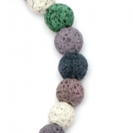 Наниз мъниста полускъпоценен камък ВУЛКАНИЧЕН - ЛАВА многоцветен топче 8 мм ~49 броя цвят МИКС