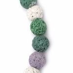 Наниз мъниста полускъпоценен камък ВУЛКАНИЧЕН - ЛАВА многоцветен топче 10 мм ~39 броя цвят МИКС