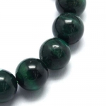 Наниз мъниста полускъпоценен камък ТИГРОВО ОКО зелено клас ААА топче 8 мм ~48 броя