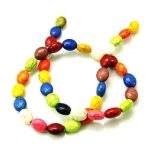 Наниз мъниста полускъпоценен камък ТЮРКОАЗ синтетичен многоцветен овал 10x9x6 мм ~39 броя