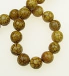 Наниз мъниста полускъпоценен камък АХАТ напукан жълто-зелен топче 10 мм ~38 броя