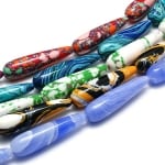 Наниз мъниста полускъпоценен камък ТЮРКОАЗ синтетичен капка 40x10 мм ~10 броя