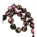 Наниз мъниста полускъпоценен камък АХАТ розов светъл топче фасетирано 12 мм ~32 броя