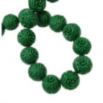Наниз мъниста полускъпоценен камък КОРАЛ зелен гравиран синтетичен топче 12 мм ~30 броя