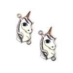 Свързващ елемент метал еднорог 26x13x2.5 мм дупка 2 мм бял -2 броя