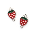 Свързващ елемент метал ягода 20x11.5x1.5 мм дупка 2 мм цвят сребро -5 броя