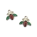 Метална висулка пчела 15x14x3 мм дупка 1.5 мм цвят сребро -2 броя