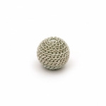 Мънисто метална обшивка топче 10 мм дупка 2 мм цвят сребро със златна нишка