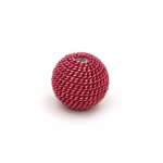 Мънисто метална обшивка топче 12 мм дупка 2.5 мм цвят розов тъмно със златна нишка