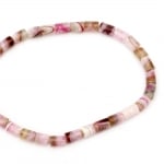 Наниз мъниста полускъпоценен камък АХАТ ивичест лилав цилиндър 8x12 мм ~32 броя