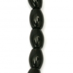 Наниз мъниста полускъпоценен камък АХАТ черен овал 6x10 мм ~42 броя