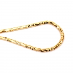 Наниз мъниста полускъпоценен камък ХЕМАТИТ немагнитен електроплейт цвят злато шайба шестостен 6x2 мм дупка 1 мм ~190 броя