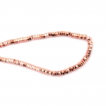 Наниз мъниста полускъпоценен камък ХЕМАТИТ немагнитен електроплейт цвят розово злато шайба шестостен 6x2 мм дупка 1 мм ~190 броя