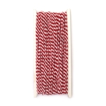 Шнур пресукан 3 мм бяло и червено 100 процента акрил -20 метра