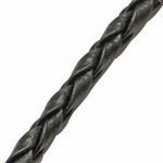 Шнур изкуствена кожа 3 мм объл плетен цвят черен -1 метър
