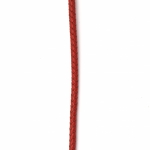 Шнур естествена кожа 6 мм объл плетен цвят червен - 1 метър
