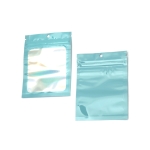 Целофанов плик 9/12 см с цип (канал) и прозорец със сребрист гръб дъга щендер цвят син -50 броя