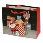 Торбичка подаръчна от картон 17x24x8 см Коледа АСОРТЕ 3D