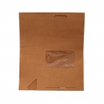 Подаръчна торбичка от крафт картон сгъваема 20x8x28 см с прозорец PVC