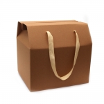 Кутия сгъваема с дръжки от гофриран крафт картон 28x24.5x28 см