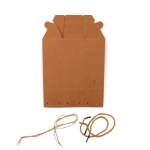 Кутия сгъваема с дръжки от крафт картон 12x6x14.5 см и канап