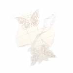 Кутия картонена сгъваема с пеперуда 4.3x4.3x5.4x5.4 см цвят бял с пандела