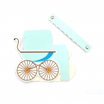 Картонена кутия бебешка количка сгъваема 8x3x9 см цвят син