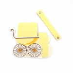 Картонена кутия бебешка количка сгъваема 8x3x9 см цвят жълт